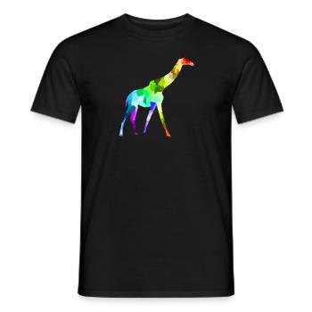 Colorful Rainbow Giraffe Animals Polygon - Men's T-Shirt - black - Front - AI Model Male 178 light (178cm)