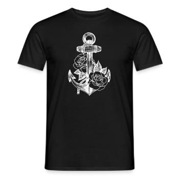 Ancre et roses - T-shirt homme - noir - Devant - AI Model Male 178 light (178cm)