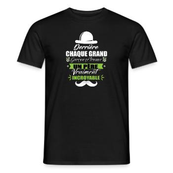 Derrière chaque grand garçon se trouve un père - T-shirt homme - noir - Devant - AI Model Male 178 light (178cm)