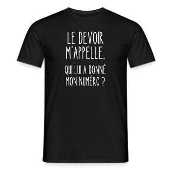 le devoir m'appelle - T-shirt homme - noir - Devant - AI Model Male 178 light (178cm)