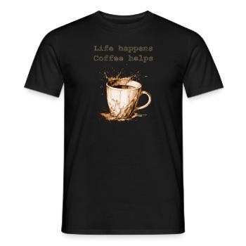 Kaffee - Männer T-Shirt - Schwarz - Vorne - AI Model Male 178 light (178cm)