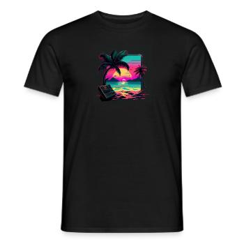 Synth sunset - Men's T-Shirt - black - Front - AI Model Male 178 light (178cm)