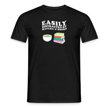 Easily Distracted y Matcha And Books Book Books - Men's T-Shirt - black - Front - AI Model Male 178 light (178cm)