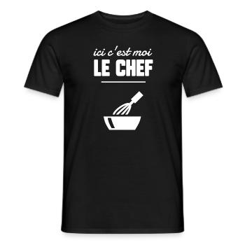 Ici c’est moi le chef - T-shirt homme - noir - Devant - AI Model Male 178 light (178cm)