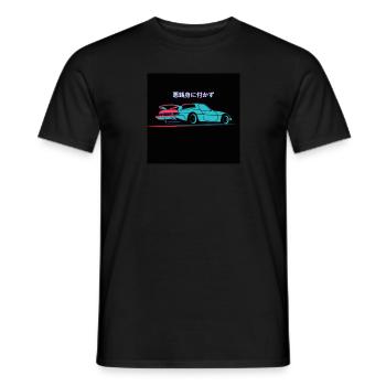 Japanese Sports Car Illustration - Men's T-Shirt - black - Front - AI Model Male 178 light (178cm)
