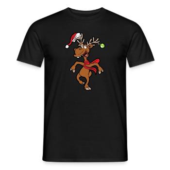 Funny reindeer - Men's T-Shirt - black - Front - AI Model Male 178 light (178cm)
