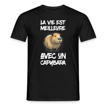 Vie Meilleure Capybara - T-shirt homme - noir - Devant - AI Model Male 178 light (178cm)