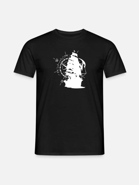 WindRose mit Segelschiff | Freizeimode Bstyled - Männer T-Shirt - Schwarz