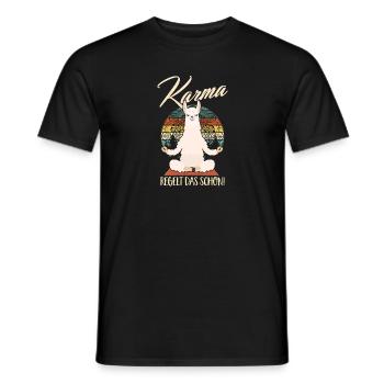 Karma Regelt Das Schon - Yoga Spruch Humor Namaste - Männer T-Shirt - Schwarz - Vorne - AI Model Male 178 light (178cm)