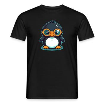 Penguin with sunglasses, Antarctic bird - Men's T-Shirt - black - Front - AI Model Male 178 light (178cm)
