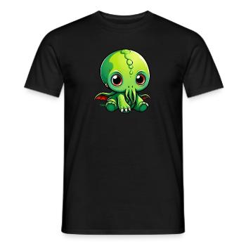 Charm of Lovecraft: Adorable Cute Baby Cthulhu - Men's T-Shirt - black - Front - AI Model Male 178 light (178cm)