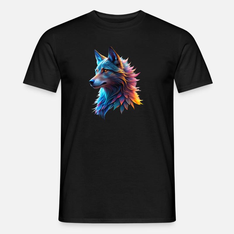 Fantasy Wolfskopf - Männer T-Shirt - Schwarz