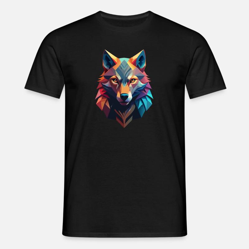 Low-Poly-Avatar eines Wolfes - Männer T-Shirt - Schwarz