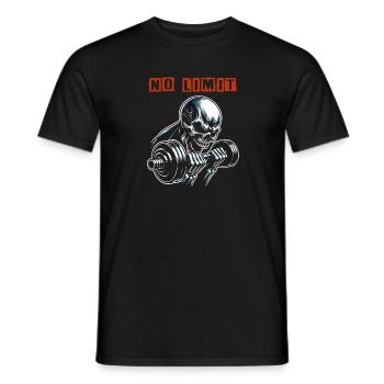 Crâne de musculation No Limit Workout avec haltère - T-shirt homme - noir - Devant - AI Model Male 178 light (178cm)