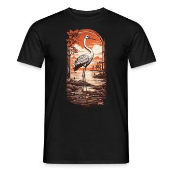 Asiatischer Storch Kunst Anmut Retro Japan Design - Männer T-Shirt - Schwarz - Vorne - AI Model Male 178 light (178cm)