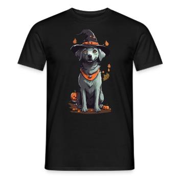 Cute Halloween Witches Dog Scary Design - Men's T-Shirt - black - Front - AI Model Male 178 light (178cm)