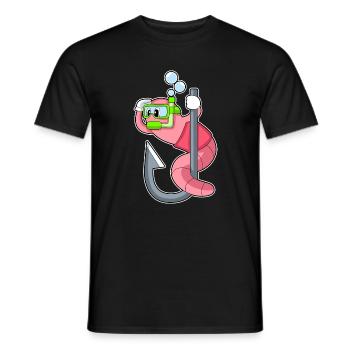 Pêche à l’hameçon Worm Angler - T-shirt homme - noir - Devant - AI Model Male 178 light (178cm)