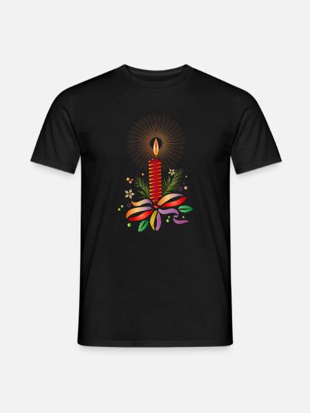 leuchtend rote Weihnachtskerze für Weihnachten - Männer T-Shirt - Schwarz