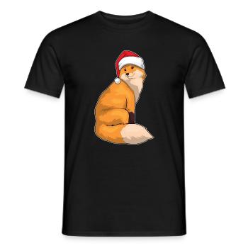 Fox Christmas Santa Hat - Men's T-Shirt - black - Front - AI Model Male 178 light (178cm)