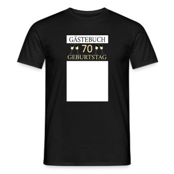 Gästebuch 70.Geburtstag Unterschrift T-shirt - Männer T-Shirt - Schwarz - Vorne - AI Model Male 178 light (178cm)