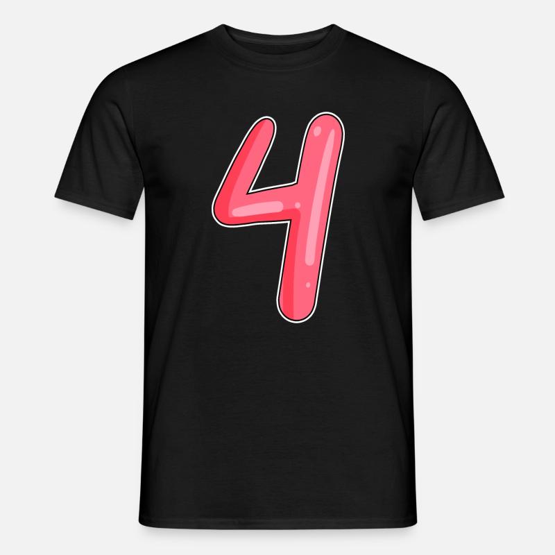 4 - Vier Zahl Nummer - Männer T-Shirt - Schwarz