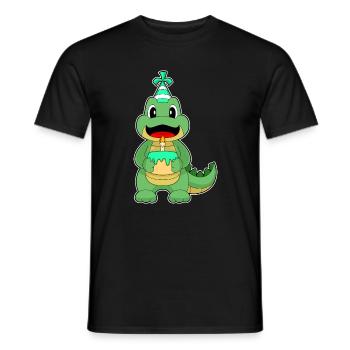 Gâteau d’anniversaire crocodile - T-shirt homme - noir - Devant - AI Model Male 178 light (178cm)