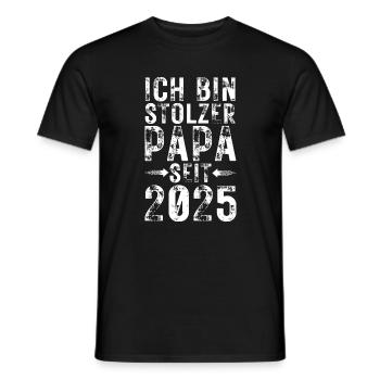 Stolzer Papa seit 2025 Geschenk werdende Väter - Männer T-Shirt - Schwarz - Vorne - AI Model Male 178 light (178cm)