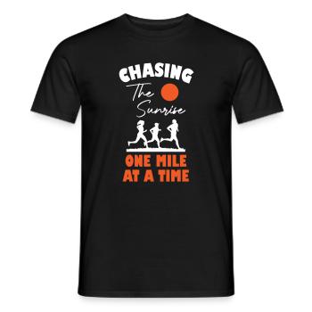 Courir à la poursuite du lever du soleil - T-shirt homme - noir - Devant - AI Model Male 178 light (178cm)