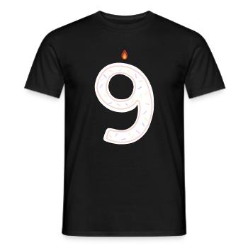 Festive Birthday Number Nine Illustration - Men's T-Shirt - black - Front - AI Model Male 178 light (178cm)