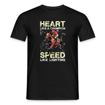 Heart Like A Champion Speed Like Lighting Jockey - Men's T-Shirt - black - Front - AI Model Male 178 light (178cm)