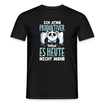 I'm breathing – it doesn't get any more productive today - Men's T-Shirt - black - Front - AI Model Male 178 light (178cm)
