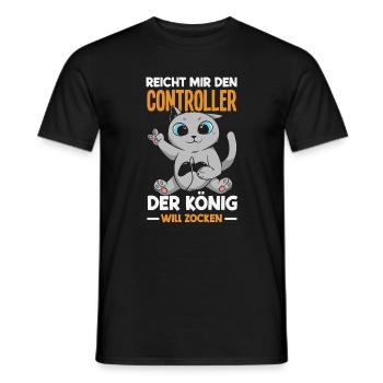 Hands me the controller – King wants to play - Men's T-Shirt - black - Front - AI Model Male 178 light (178cm)