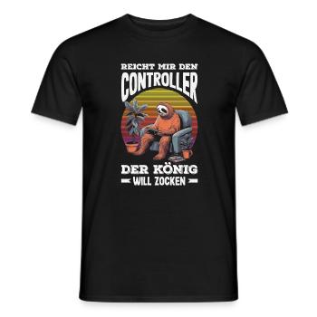 Hands me the controller – King wants to play - Men's T-Shirt - black - Front - AI Model Male 178 light (178cm)