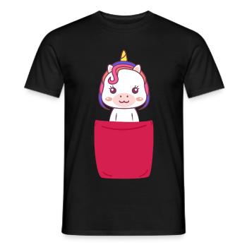 Unicorn in Breast Pocket Cute Unicorn in my Pocket - Men's T-Shirt - black - Front - AI Model Male 178 light (178cm)