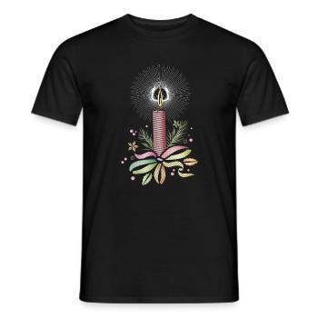 Bougie de Noël colorée en dentelle filigrane - T-shirt homme - noir - Devant - AI Model Male 178 light (178cm)