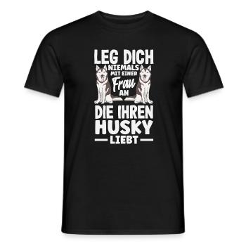 Drôle Husky Husky Propriétaire Husky Propriétaire Cadeau - T-shirt homme - noir - Devant - AI Model Male 178 light (178cm)