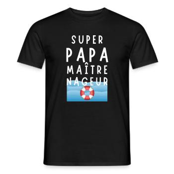 Vater MNS Humor Super-Vater Rettungsschwimmer - Männer T-Shirt - Schwarz - Vorne - AI Model Male 178 light (178cm)