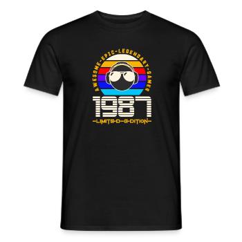 1987 - Männer T-Shirt - Schwarz - Vorne - AI Model Male 178 light (178cm)