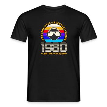 1980 - Männer T-Shirt - Schwarz - Vorne - AI Model Male 178 light (178cm)