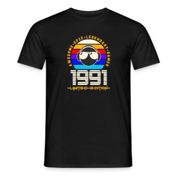 1991 - Männer T-Shirt - Schwarz - Vorne - AI Model Male 178 light (178cm)
