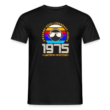 1975 - Men's T-Shirt - black - Front - AI Model Male 178 light (178cm)