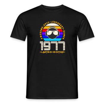 1977 - Männer T-Shirt - Schwarz - Vorne - AI Model Male 178 light (178cm)