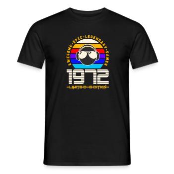 1972 - Men's T-Shirt - black - Front - AI Model Male 178 light (178cm)