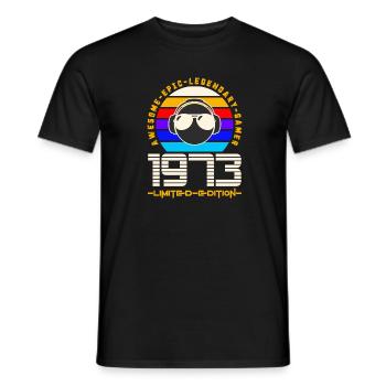 1973 - Men's T-Shirt - black - Front - AI Model Male 178 light (178cm)