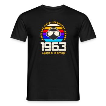 1963 - Männer T-Shirt - Schwarz - Vorne - AI Model Male 178 light (178cm)
