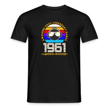 1961 - Men's T-Shirt - black - Front - AI Model Male 178 light (178cm)