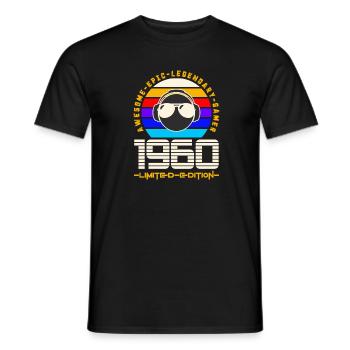 1960 - Men's T-Shirt - black - Front - AI Model Male 178 light (178cm)