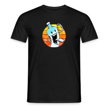 Water bottle people sunset - Men's T-Shirt - black - Front - AI Model Male 178 light (178cm)