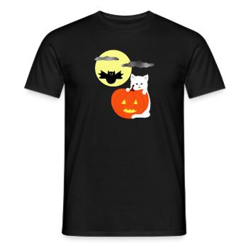 Halloween-Mond mit Katze - Männer T-Shirt - Schwarz - Vorne - AI Model Male 178 light (178cm)