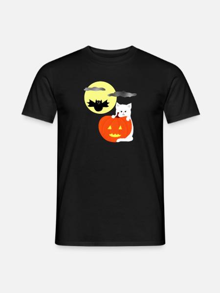 Halloween Moon with Cat - Men's T-Shirt - black